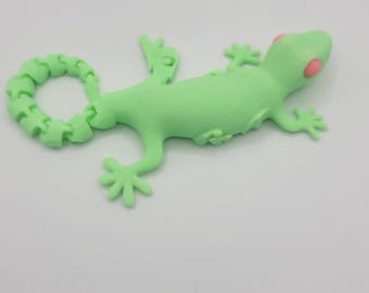 Glow In The Dark hagedis met gelede staart: 3D-geprint (7 1/2" van neus tot staart)