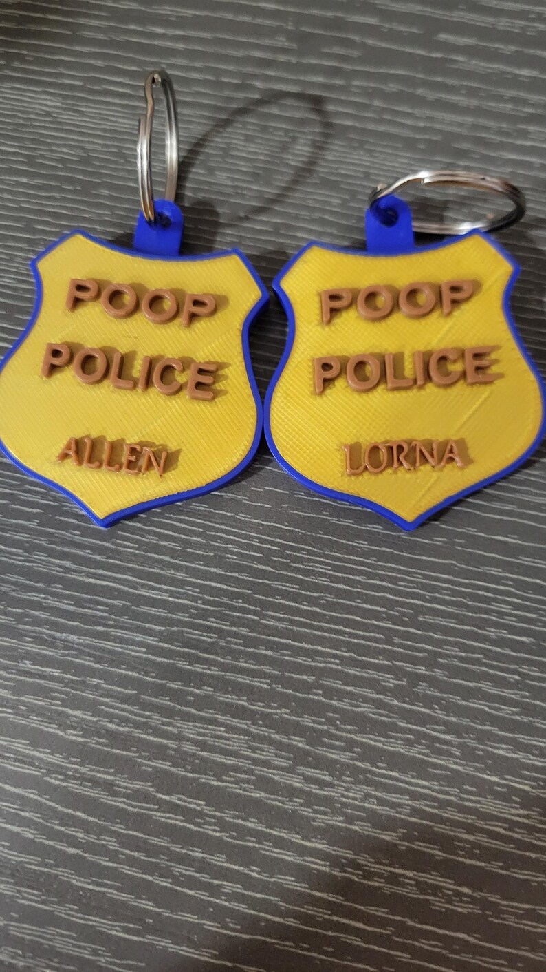 Poop Police Sign Custom Name Poop Police Badge Keychain: 3D Printed. - Etsy