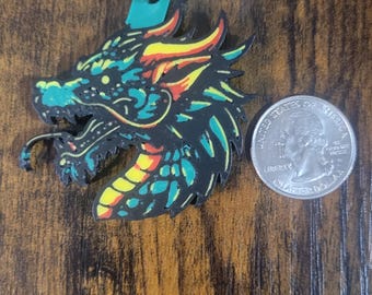 Dubbelzijdige drakensleutelhanger: 3D-geprint.