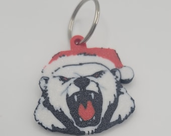 Sleutelhanger ijsbeer met kerstmuts: 3D-geprint.