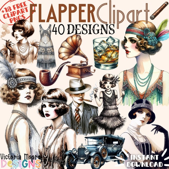 Clip Art Flapper Art Deco Vintage Of Flapper Girl Royalty Free Vector