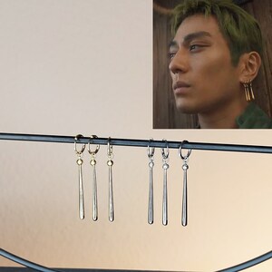 Zoro Earring for Cosplay, Long Drop Earrings, Netflix Series, Replica