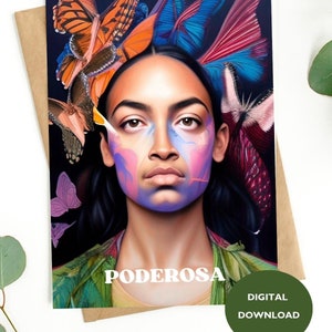 Carte Latina PODEROSA IMPRIMABLE, carte de voeux femme puissante, carte numérique téléchargeable 4 x 6 pour encouragement, promotion d'un nouvel emploi, carte Latinx