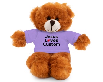 Customized Jesus Loves "Custom Name" Plush Toy with Tee - Faith-inspired Stuffed Animal Gift