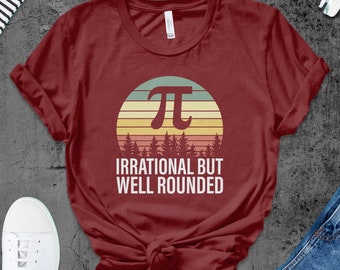 T-shirt vintage Pi Day, t-shirt mathématique drôle, irrationnel mais bien arrondi, cadeau de mathématicien de style rétro