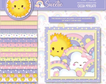 Paquete digital Sunshine: Patrones sin costuras e imágenes prediseñadas (PNG)