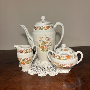 VTG Epiag Tea Pot Coffee Pot Set with Creamer and Sugar Czechoslovakia Porcelain