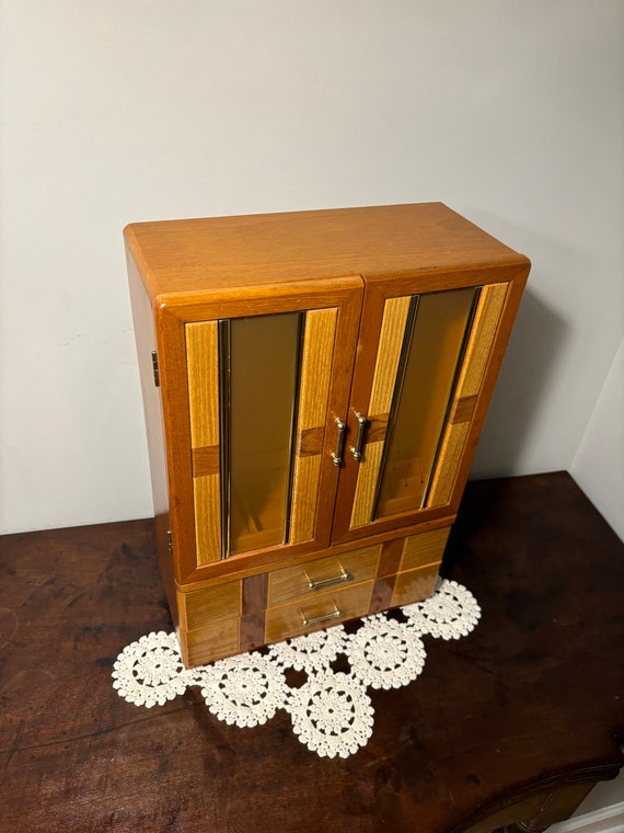 VTG Jewelry Box Wooden With Two Carousels Art Dec… - image 6