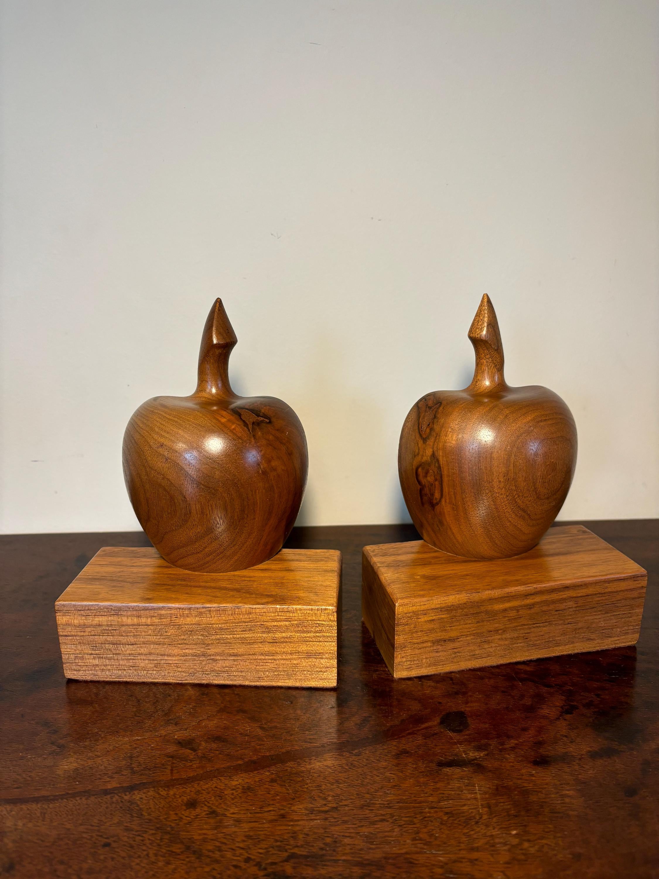 MCM Bookends Wooden Apple Pair Solid Wood With Felt Bottom - Etsy