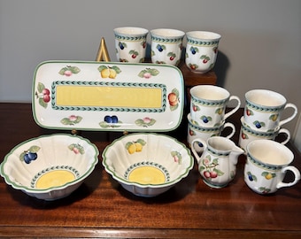 Villeroy & Boch French Garden Bowl Sandwich Platter Creamer Cups 1748