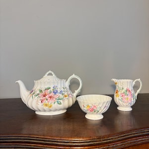 VTG Set Teapot Creamer Sugar Arcadia Royal Doulton Bone China England