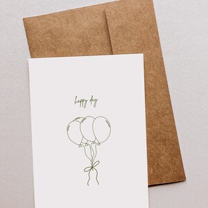Druckbare Grußkarte | Geburtstagskarte, grüner Ballon Karte