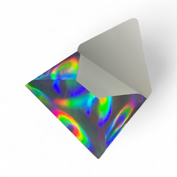 Handmade Holographic Envelopes: Rainbow Cardstock, Luxury Stationery