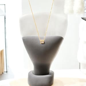Stokbrood CZ gouden ketting, 14K massief gouden minimalistische hanger, elegante sierlijke sieraden, cadeau voor haar, jubileum, verjaardag, cadeau bruidsmeisje