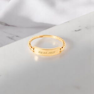 Personalized Solid Gold Ring 10k 14k 18k | Yellow, White, Rose Gold | Custom Name Band | Minimalist Fine Jewelry Gift for Him or Her