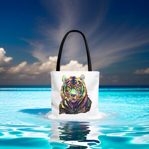 Tote Bag AOP Tropical Tiger Pop Art Gift Travel Vacation Beach Bag Gifts Exclusive Fitness Yoga Tote Bag Gifts Birthday Woman Friend Gifts image 7