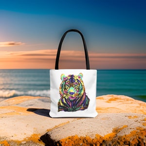 Tote Bag AOP Tropical Tiger Pop Art Gift Travel Vacation Beach Bag Gifts Exclusive Fitness Yoga Tote Bag Gifts Birthday Woman Friend Gifts image 3