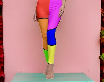 Damen-Leggings zum Zuschneiden und Nähen, lässige Pop-Art-Leggings mit geometrischen Formen, Geschenke zum Laufen, Joggen, Spazierengehen, Workout, Geschenke, Yoga, Pilates, lustige farbenfrohe Kunstgeschenke