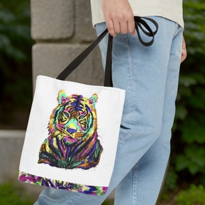 Tote Bag AOP Tropical Tiger Pop Art Gift Travel Vacation Beach Bag Gifts Exclusive Fitness Yoga Tote Bag Gifts Birthday Woman Friend Gifts image 2