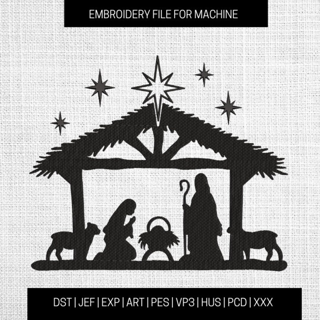 Nativity Embroidery Designs, Nativity Set Embroidery Pattern, Nativity