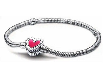 Red Heart 21cm S925 Sterling Silver Charm Bracelet