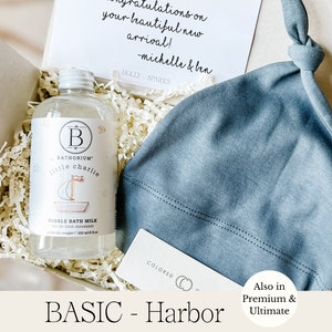 Neues Baby-Geschenkkorb für Jungen, Bio-Neugeborenen-Geschenkkorb, neues Mom-Care-Paket, neue Eltern-Geschenkbox, Baby-Badset, personalisierte Babyparty