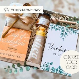 Coffret cadeau de sympathie, perte d'une mère ou d'un père, trousse de soins pour elle, kit d'autosoins, panier-cadeau «Pensée à vous», cadeau de guérison prochaine