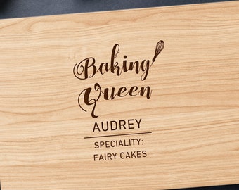 Engraved Cutting Board, Custom Wood Board for Cutting Nuts, Baking Queen Custom Cutting Board, Fruit Cutting Board, Kitchen Gift for Women