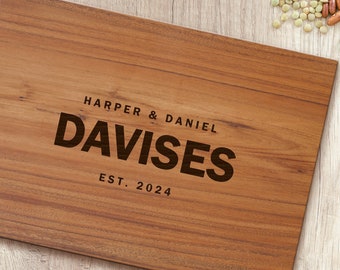 Custom Name Cutting Board. Family Name Chopping Board. Engraved Housewarming Gift. New House Gift. Personalized Wedding Gift. Kitchen Decor.