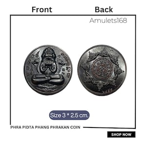 Phra Pidta Phang Phrakan coin, Auspicious Symbols anniversary souvenir, spiritual amulet - gift for him, gift, coin