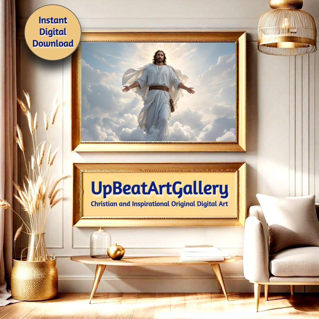 Divine Savior Descending Horizontal Christian Faith Printable Sacred ...