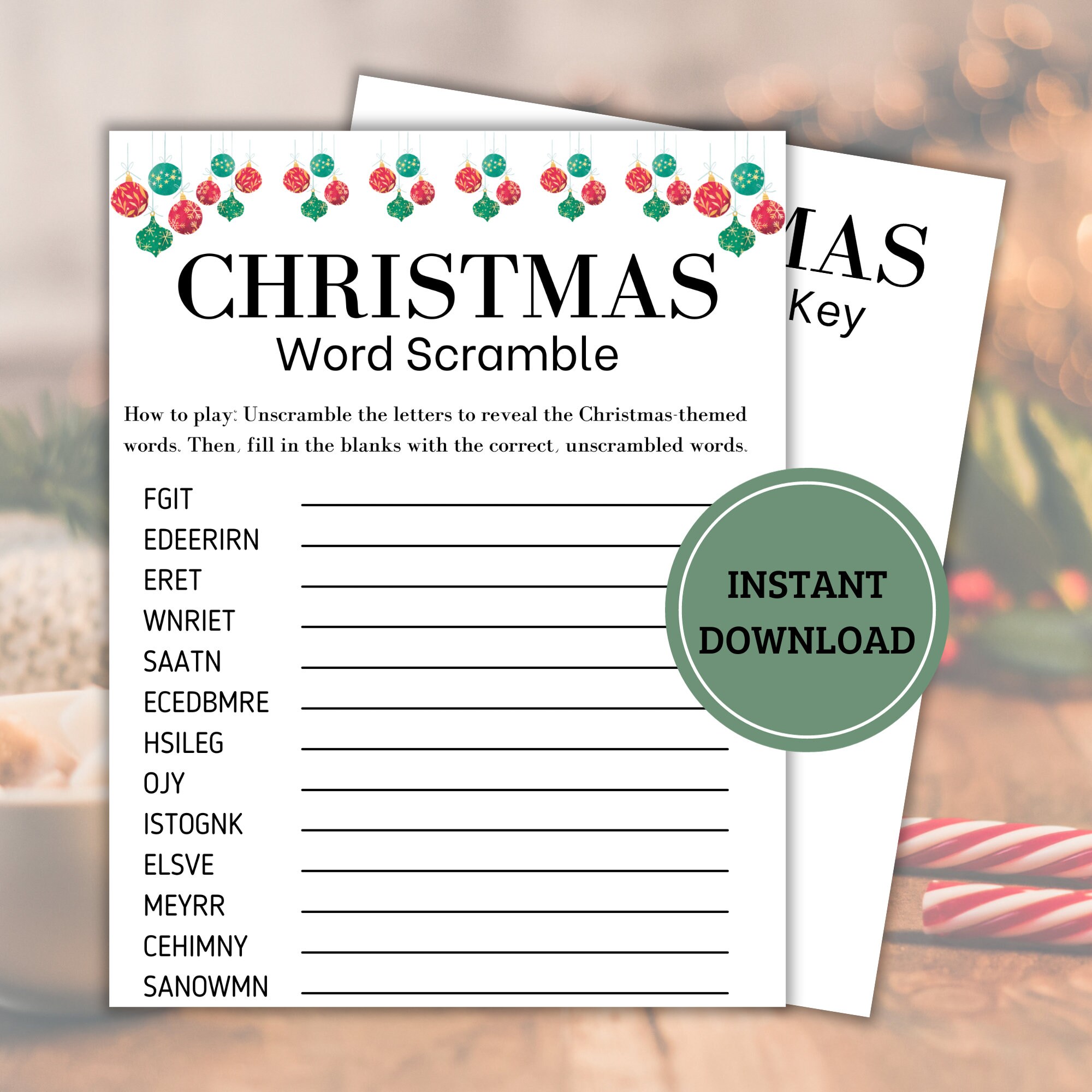 Printable Christmas Word Scramble Kids Party Game Homeschool - Etsy