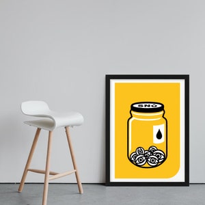 Augapfel Dose ""Tränen"" Wanddeko." Original Pop Art. Skurriles, Hipster Tattoo inspiriertes Poster home deco. A3 und A2 gerahmt oder ungerahmt.