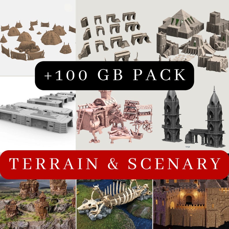 100 GB Scenary Terrain Miniatures Pack STL 3D Etsy