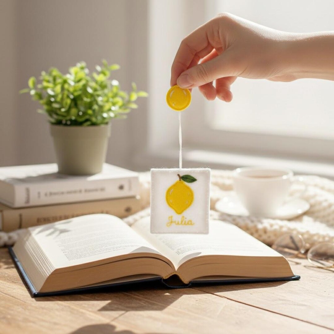 Lemon Hand Embroidered Bookmark, Hand Embroidered Custom Bookmark ...