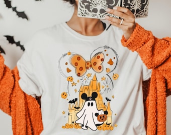 Camiseta de Mickey Fantasma, Camiseta del Castillo de Halloween de Disneyland, Camiseta de Minnie para Halloween, Camiseta de la Fiesta de Halloween de Mickey No Tan Aterradora, Camiseta de Terror de Disney