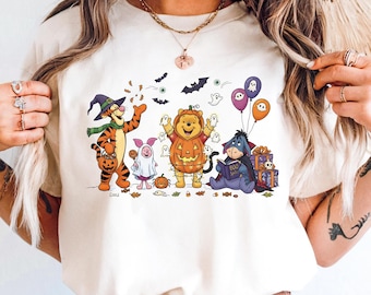 Retro Winnie The Pooh Halloween Shirt, Pooh Halloween T-Shirt, Pooh Halloween Family Tee, Pooh And Friends Halloween Shirt,Spooky Season Tee