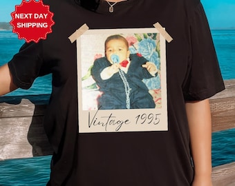 Custom Vintage Photo And Year Shirt, Custom Shirt With Picture Personalized 30th Birthday Gift Vintage 30th Birthday Party Vintage Est Shirt
