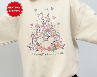 Happiest Place on Earth Shirt, Magic Kingdom Shirt, Magical World Shirt, Magical Kingdom, Disney Castle Floral Shirt, Disney World Shirt