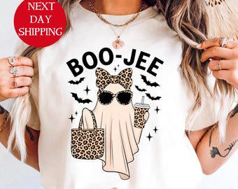 Boo-Jee Ghost Shirt, Leopard Ghost Tee, Ghost Coffee Shirt, Funny Fall Shirt, Ghost Tee, Girly Halloween Gift, Boojee Shirt, Trendy Shirt
