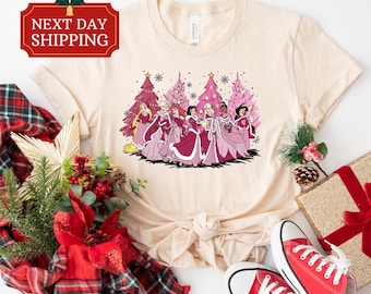 Disney Christmas princesses Shirt , Christmas Tree Shirt, Disney Princesses T-shirt, Disney Princess Christmas, Princess Girl Trip Shirt