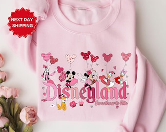 Disneyland Hearts Sweatshirt, Disneyland Valentines Sweater, Mickey And Friends Valentine Sweatshirt, Valentines Day Sweatshirt