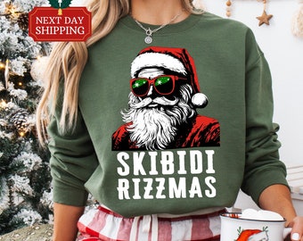 Skibidi Rizzmas Christmas Rizz Santa Claus Charisma Kid Cool T-Shirt, Holiday Tee, Funny Xmas Shirt, Festive Top,Funny TikTok Meme Sweater