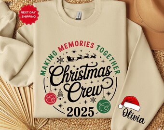 Custom Christmas Crew Sweatshirt- Matching Family Holiday Shirt, Xmas Pajamas Top, Toddler Sweater, Customizable Christmas Family hoodie