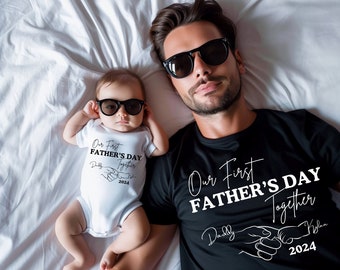Personalized Father&#39;s Day Shirt, Our First Father&#39;s Day, Custom Father&#39;s Day Matching Shirt, Father&#39;s Day Gift, 1st Fathers Day