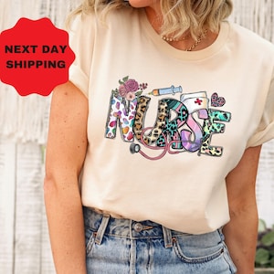 Nurse Shirt, Nurse Life Shirt, Nurse Gift, Gift For Nurse, Nurse Week, Nursing School Tee, Registered Nurse Shirt, Leopard Print Nurse Shirt