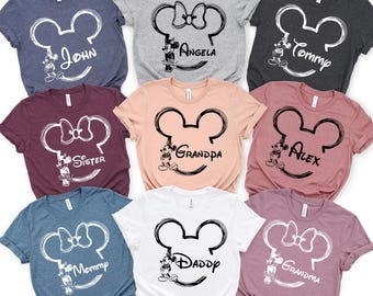 Custom Name Disney Family Vacation 2026 Matching Shirts, Personalized Disney Trip Shirts, Disney Squad Shirts, Mickey Minnie Shirt