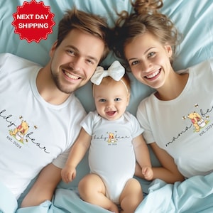 Custom Est Mama Bear Papa Bear and Baby Bear Shirt, Family Bear Matching Shirt, Cute Baby Bear Shirt, Baby Shower Shirts for New Mom and Dad