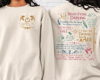 Hello Feyre Darling Sweatshirt, Acotar Fan Sweatshirt, Fantasy Reader Hoodie, Velaris City Of Starlight Sweatshirt, Bookish Hoodie,Book Gift