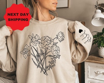 Custom birth month flower bouquet sweatshirt, personalized gift for mom, grandma garden gift, mothers day gift, mama shirt, wildflowers gift